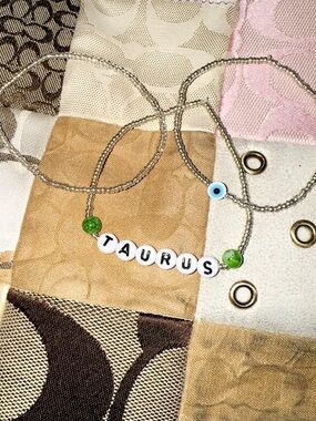 🌎Taurus♉️ set of 3 -zodiac bracelet- plain silver bracelet -evil eye bracelet-